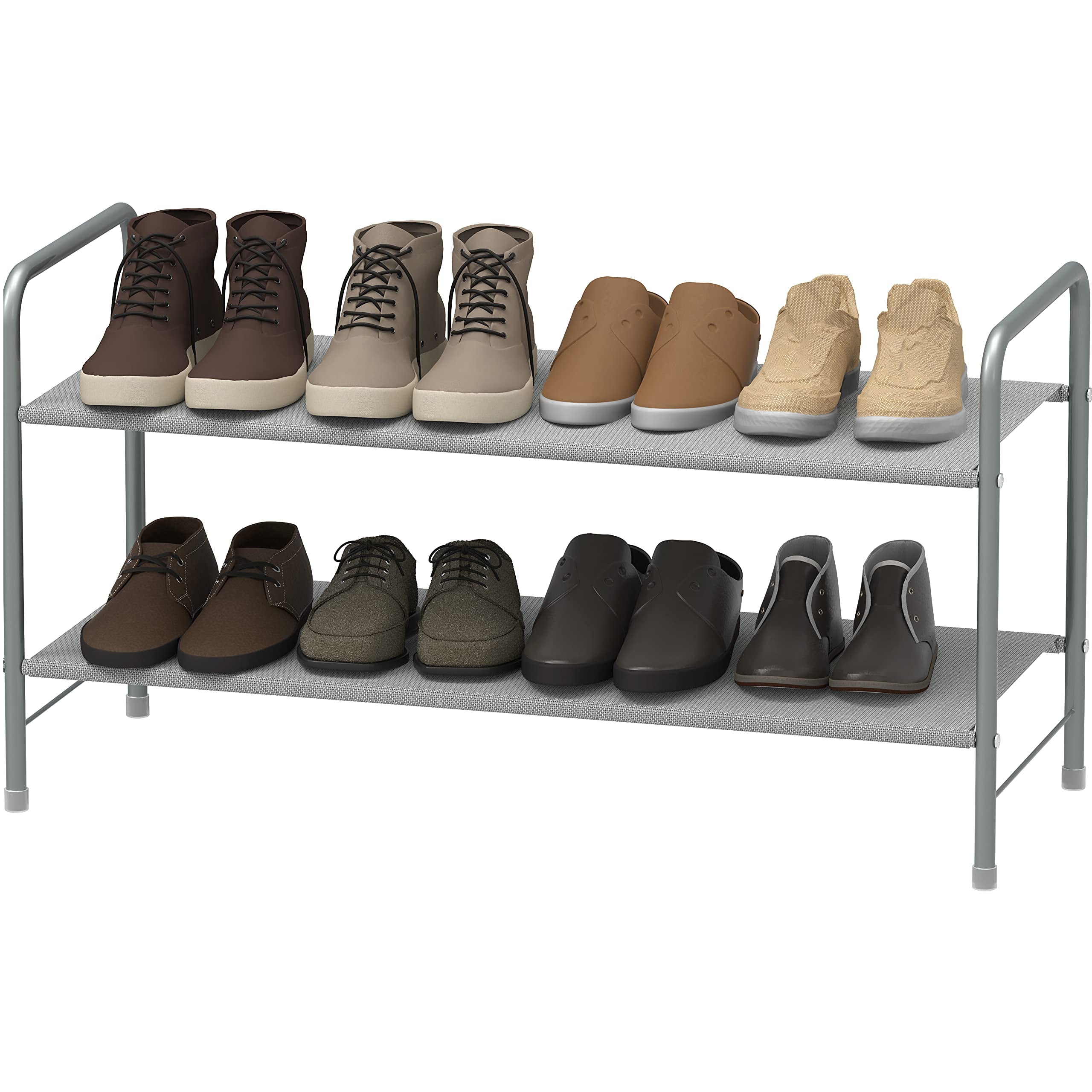 SimpleHouseware 2-Tier Shoe Rack Storage Organizer， Grey