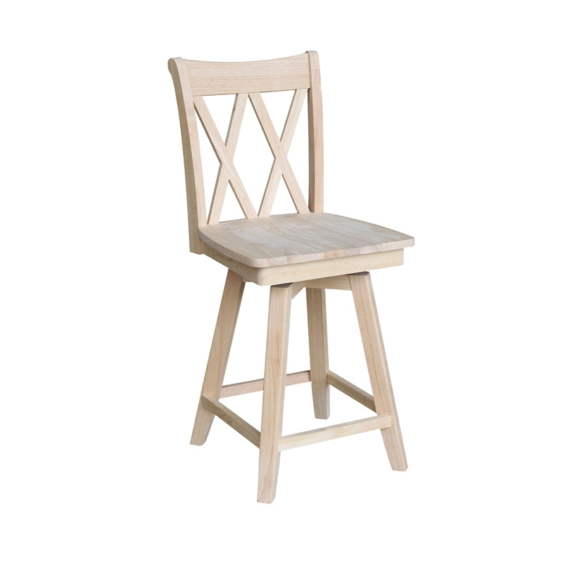 International Concepts Double X Back Counter Stool， 24， Swivel