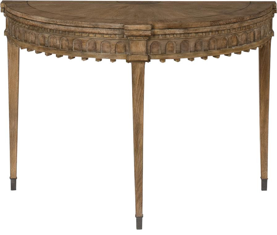 Console SARREID Demilune Heather Gray Knotty Oak Chestnut Burl   Transitional   Console Tables   by EuroLuxHome  Houzz