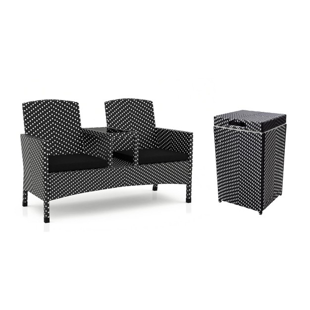 2pc Maksville Aluminum Patio Loveseat amp Trash Can Mibasics