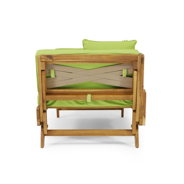 Serene Outdoor Acacia Wood Expandable Daybed With Cushions Teak light Green Christopher Knight Home