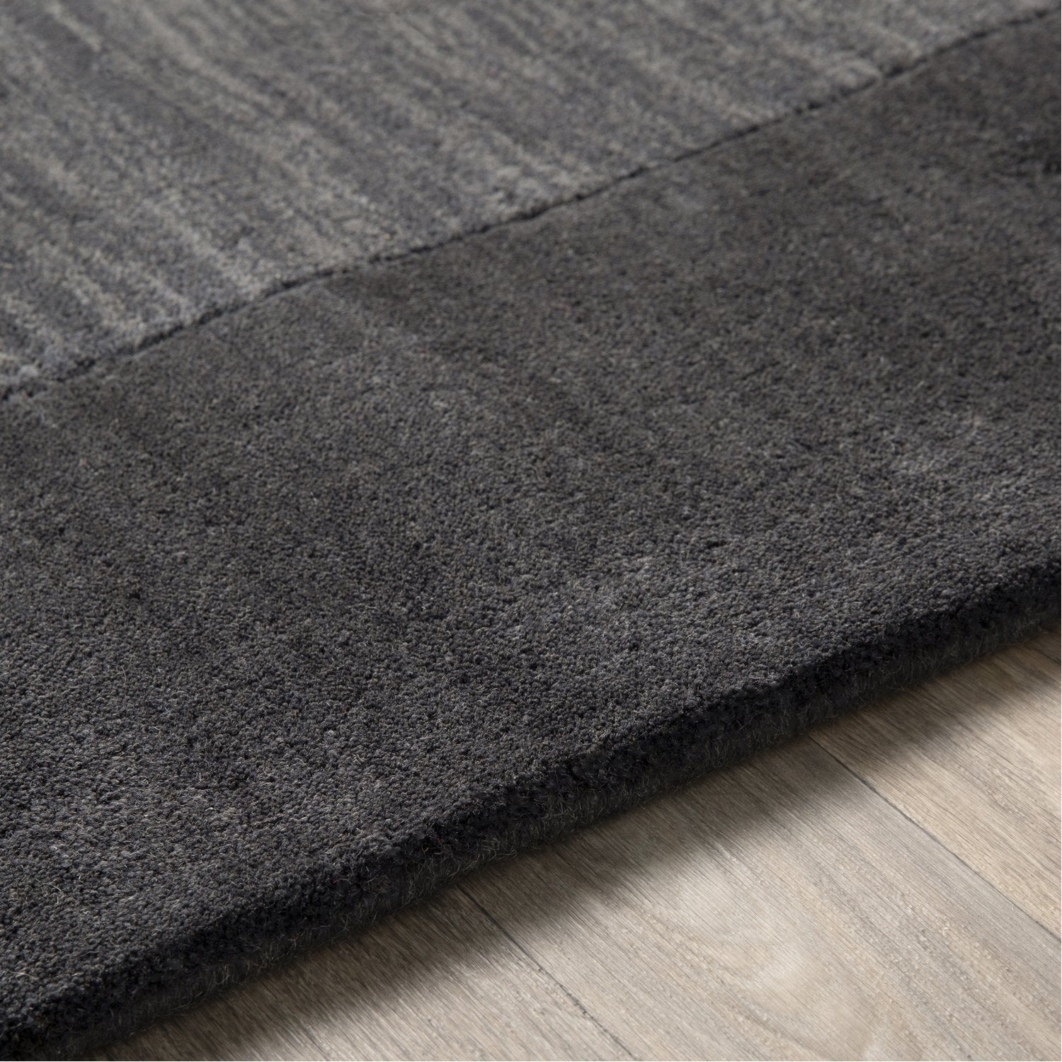 Mystique Collection Wool Area Rug in Jet Black and Charcoal Grey