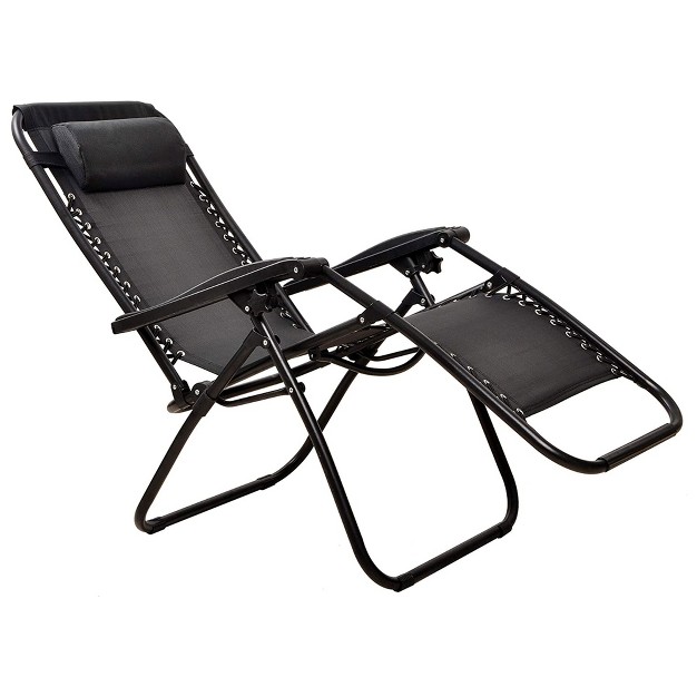 Elevon Adjustable Outdoor Zero Gravity Recliner Lounge Chair W Detachable Cup Holder For Deck Beach Or Bonfire Weight 300lbs Max Black Set Of 2