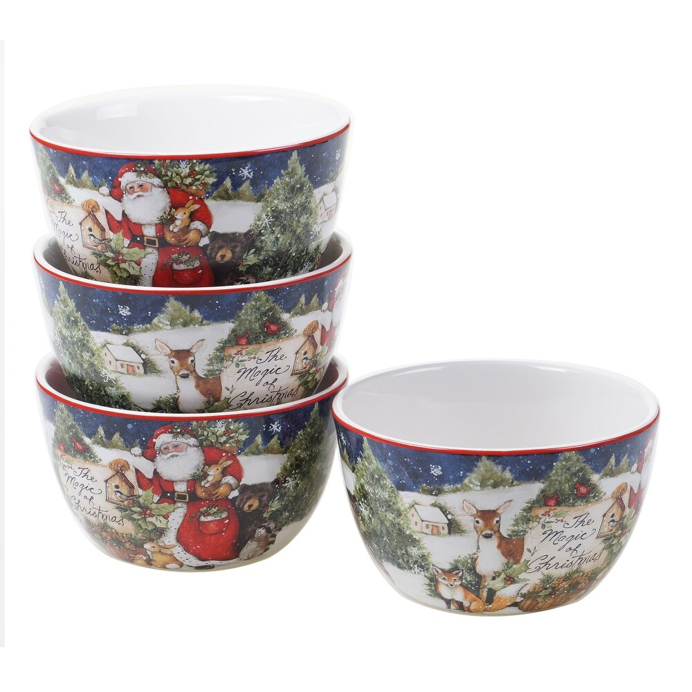 Certified International Magic Of Christmas Santa 22 oz. Ice Cream/Dessert Bowls (Set of 4)