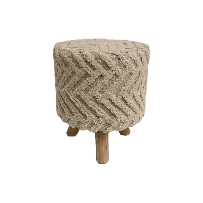 Home Manor Bordeaux Cotton Round Stool