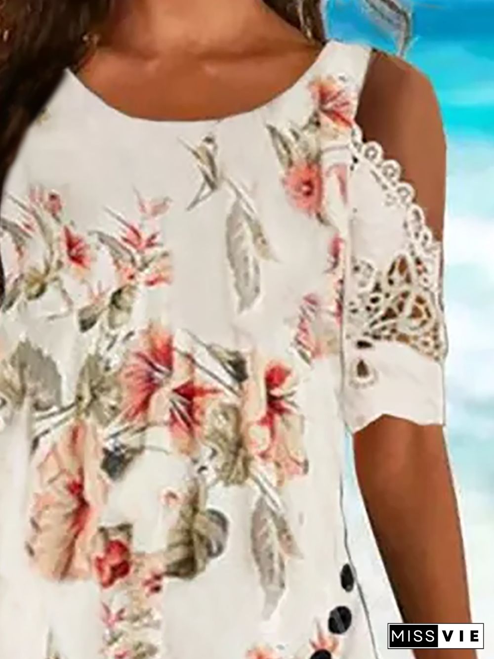 Plus size Short Sleeve Floral T-shirt