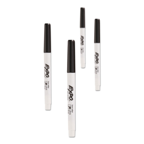 EXPO Low-Odor Dry-Erase Marker， Extra-Fine Needle Tip， Black， 4/Pack (1871774)