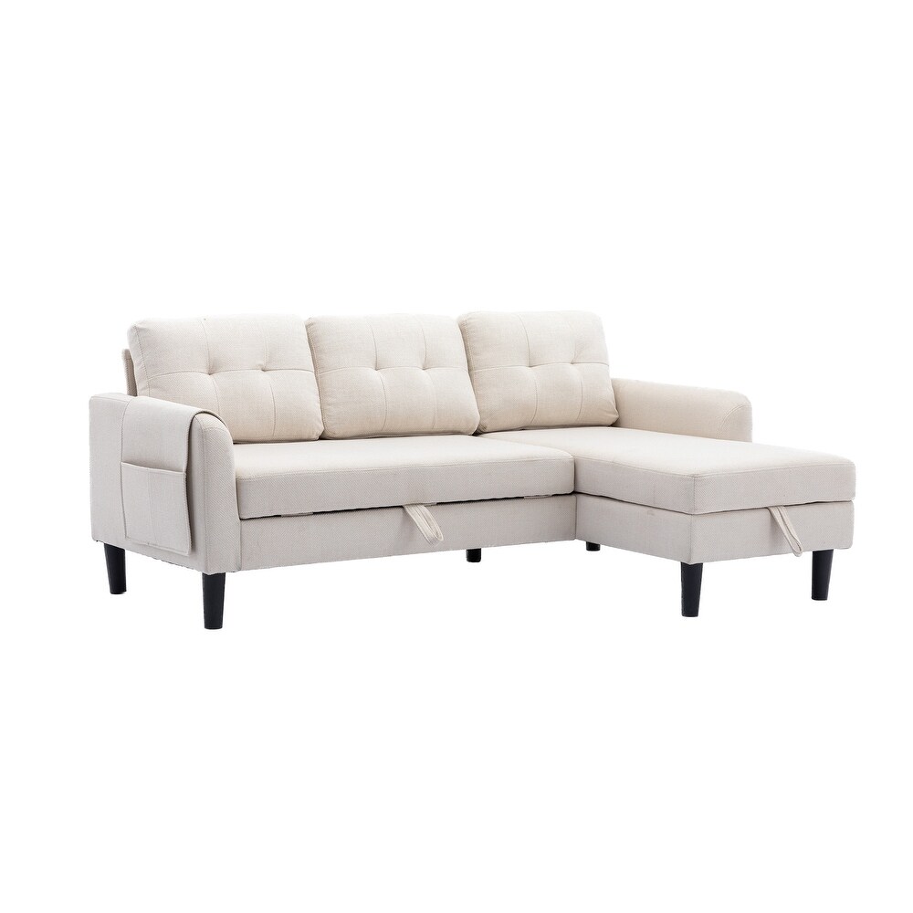 L shaped Sectional Sleeper Sofa Bed w/ Pull Out Bed   Storage Chaise