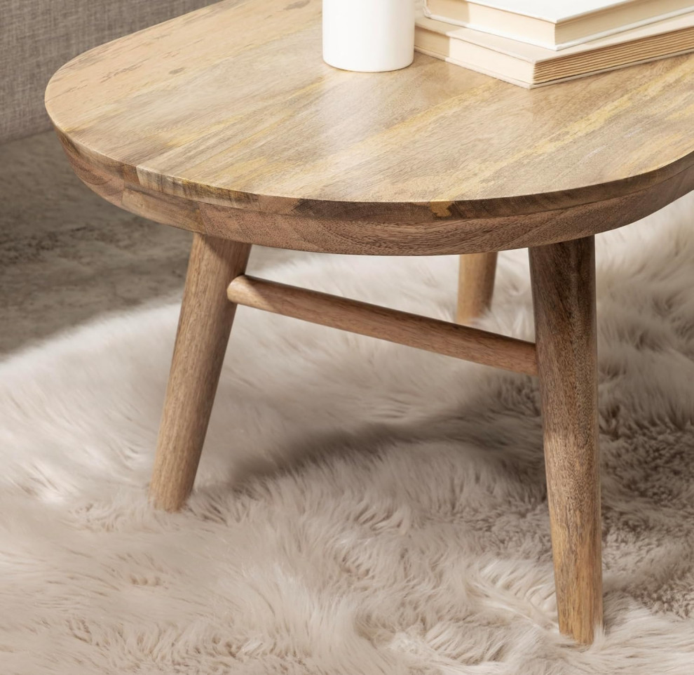 Mid Century Modern Coffee Table  Angled Legs With Oval Shaped Top  Natural   Midcentury   Coffee Tables   by Decor Love  Houzz