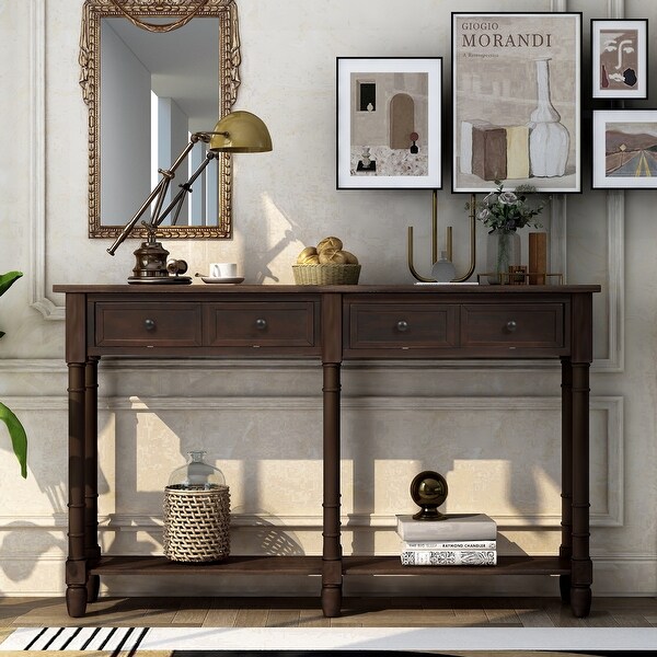 Console Table Sofa Table with Two Drawers and Shelf