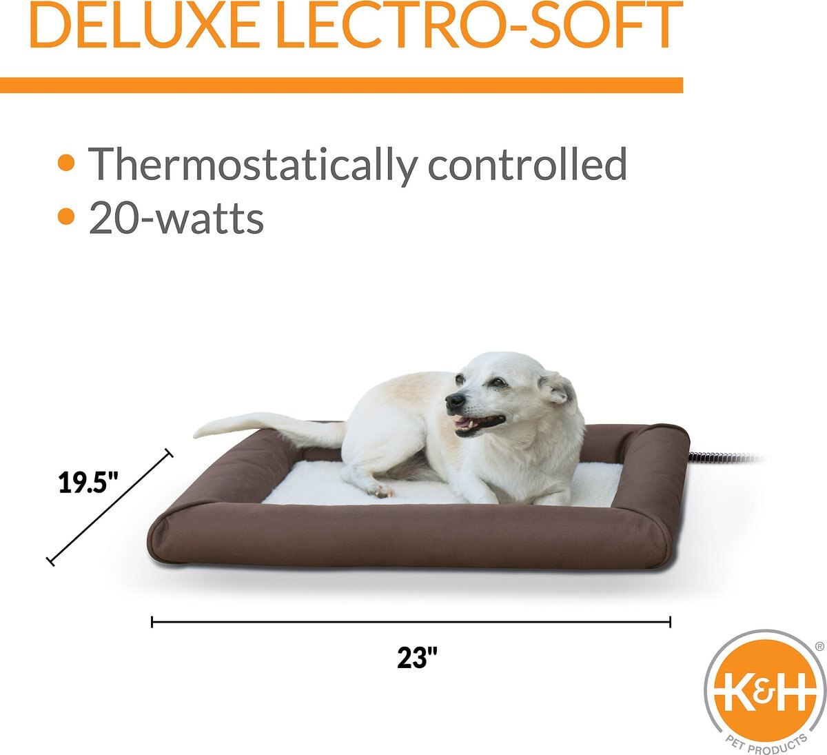 KandH Pet Products Deluxe Lectro-Soft Outdoor Heated Bolster Cat and Dog Bed