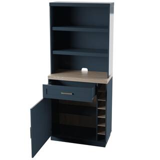 Twin Star Home 74 in. Fontana Blue 12-Shelf Standard Bookcase with Open Storage BKC6924-TPP02