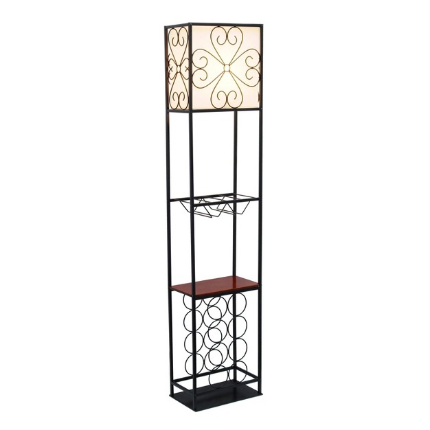 Etagere Organizer Storage Shelf Floor Lamp With Linen Shade Simple Designs