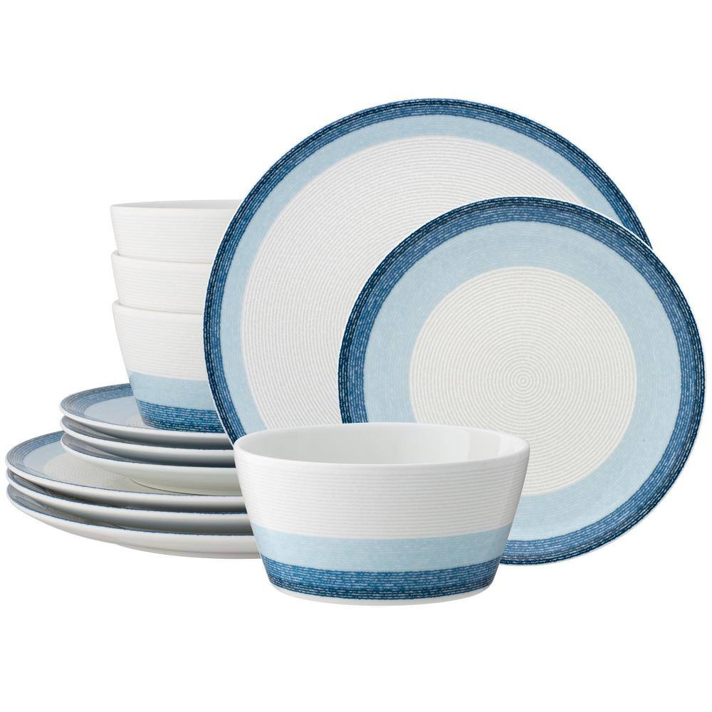 Noritake Colorscapes Layers Sky Porcelain 12-Piece Coupe Dinnerware Set (Service for 4) G020-12E