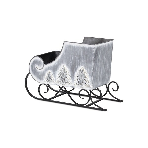 Galvanized Christmas Sleigh Tabletop Decoration Gray