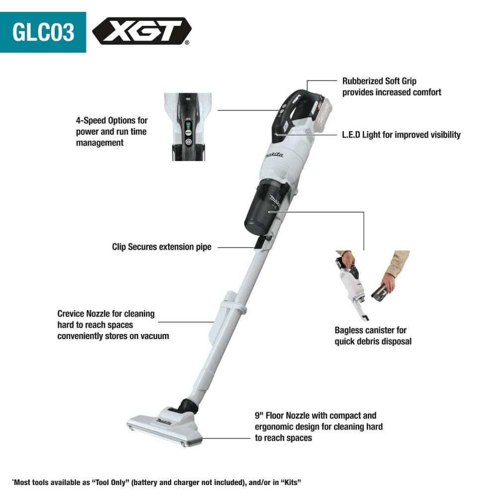 Makita 40V max XGT Cyclonic HEPA Compact Stick Vacuum Kit GLC03R1 from Makita