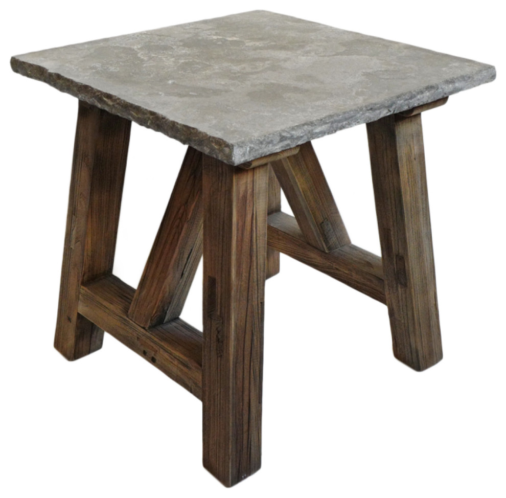 Stone Top Farm Side Table   Farmhouse   Side Tables And End Tables   by Design Mix Furniture  Houzz