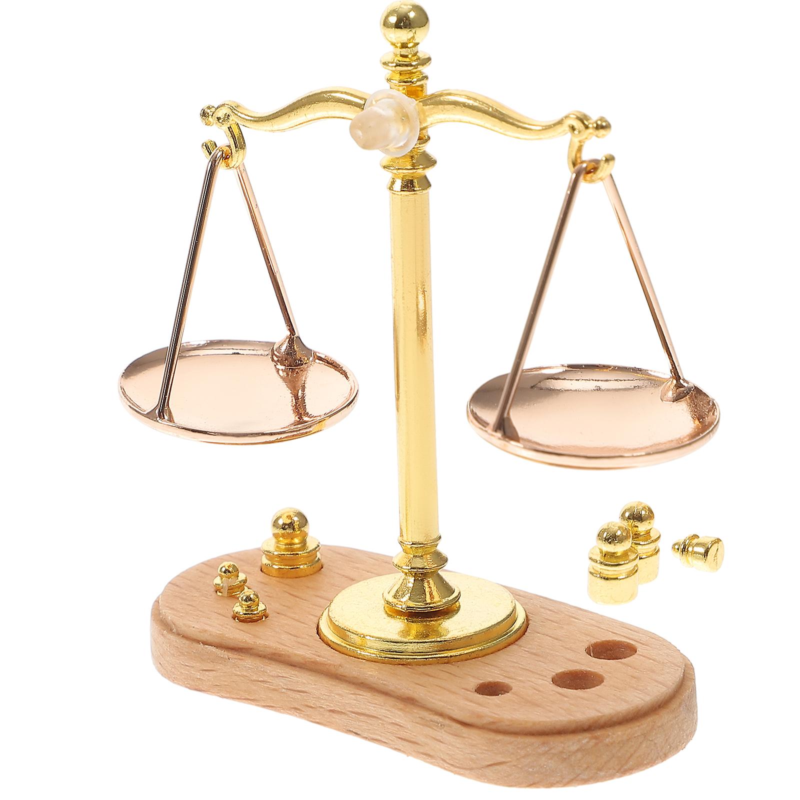 1 Set Miniature Vintage Balance Scale Dollhosue Mini Balance Scales Weight