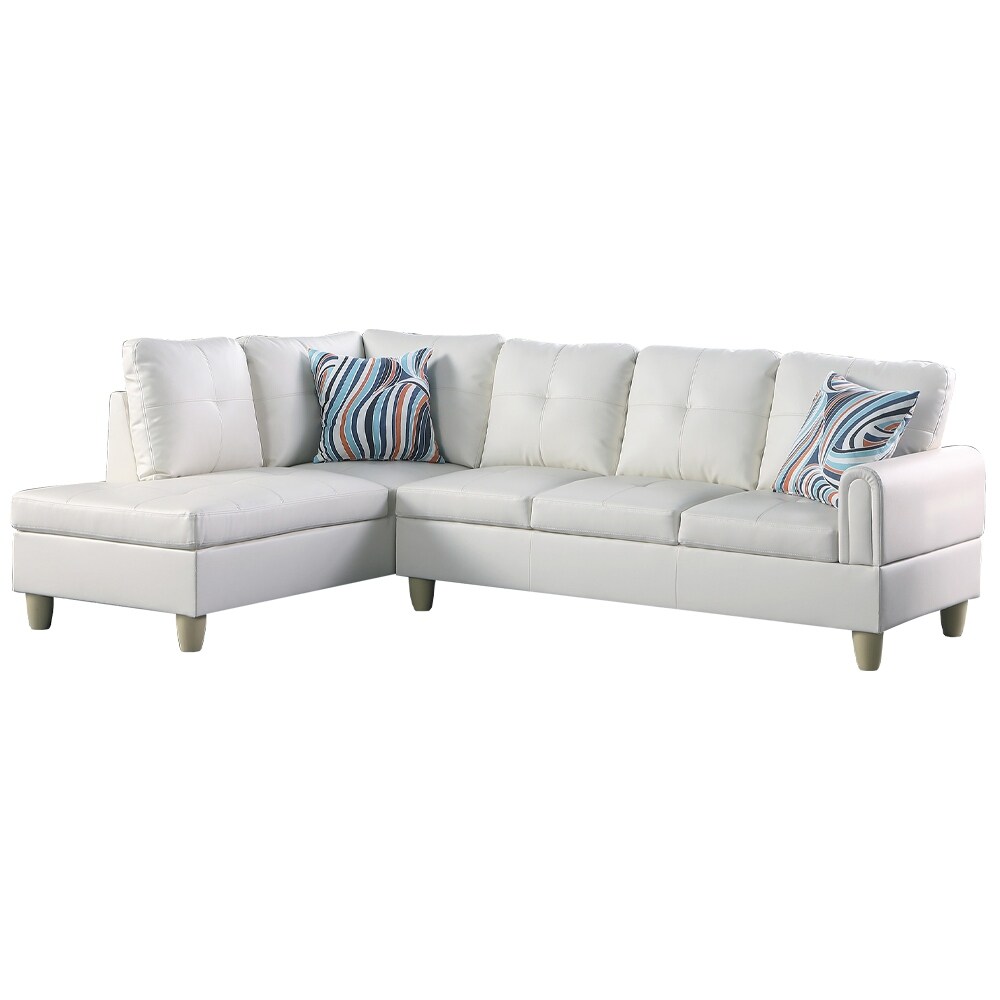 Star Home Living Leather white 2 pieces sofa set left facing