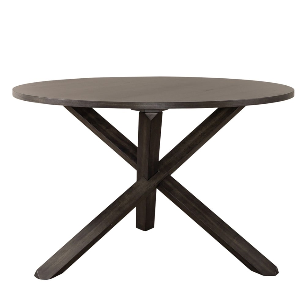 Roundhill Furniture Almeta Dining Set   Crisscross X Base Round Table with 4 Chairs in Dark Umber Brown Finish