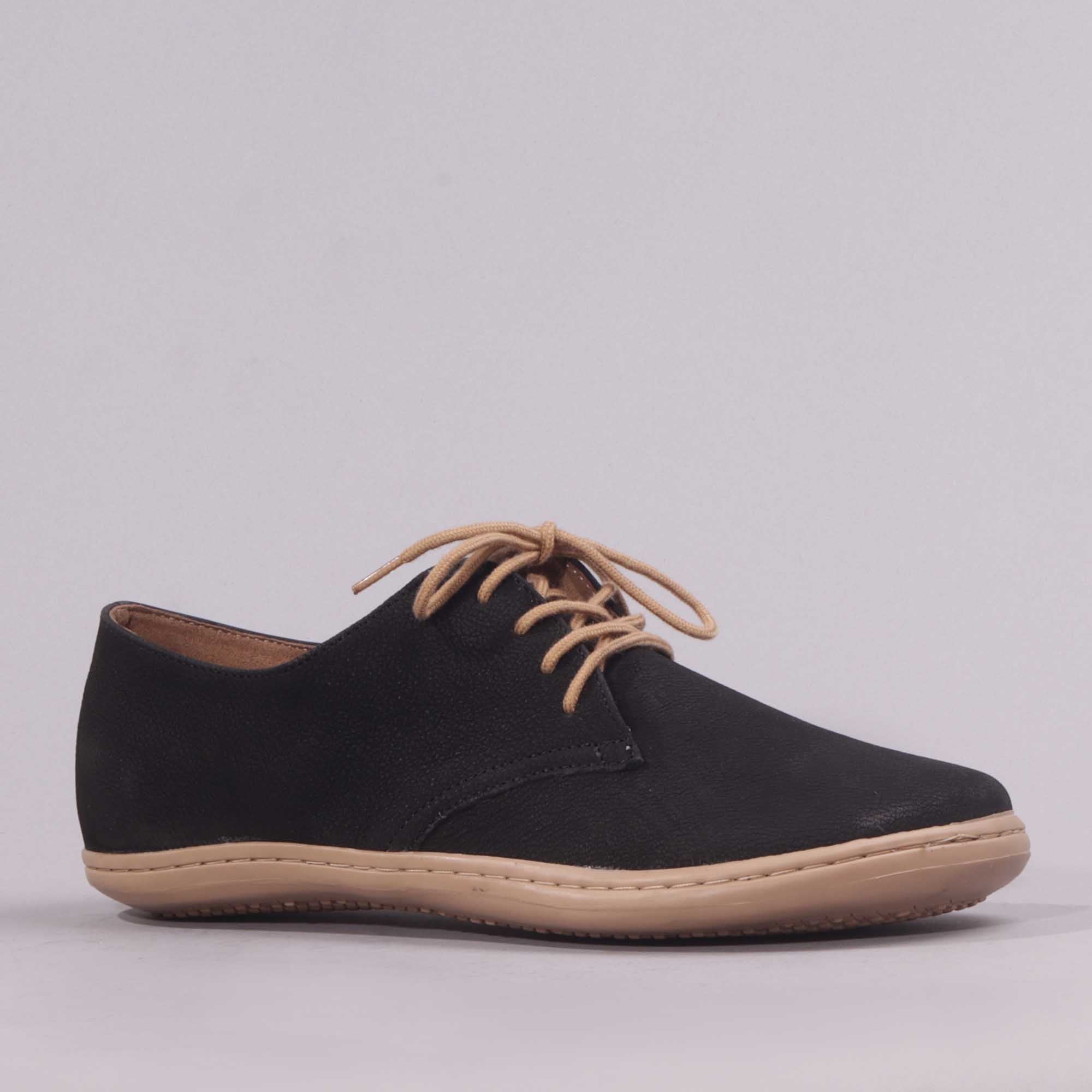 Men's Lace-up Shoe with Removable Footbed in Black - 12403