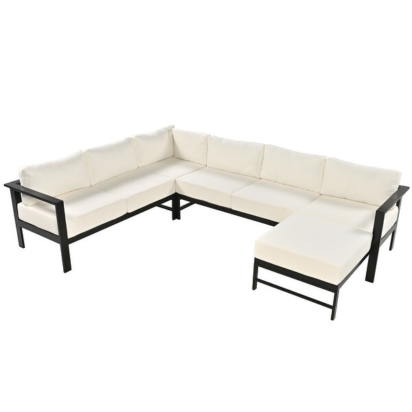 5pcs Patio Ushape Modular Combination Upholstered Sofa Furniture Set