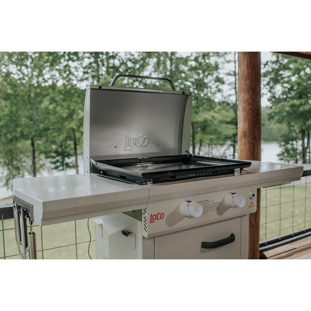 LOCO 26 in 2-Burner Propane Griddle in Chalk Finish with Enclosed Cart and Hood 2023050165