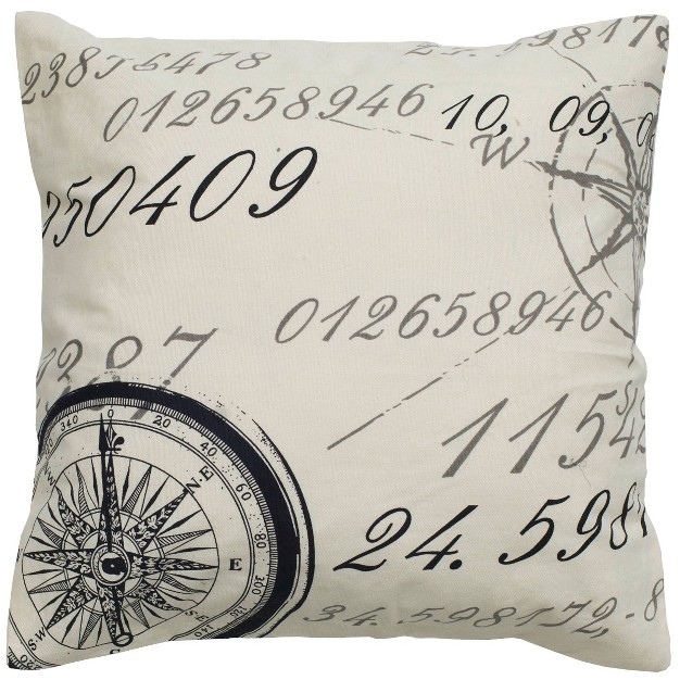 Oversize Compass Direction Poly Filled Square Throw Pillow Rizzy Home