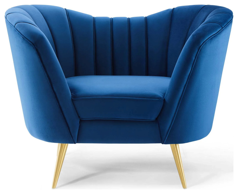 Leilani Navy Performance Velvet Armchair   Contemporary   Armchairs And Accent Chairs   by V.S.D Furniture  Houzz