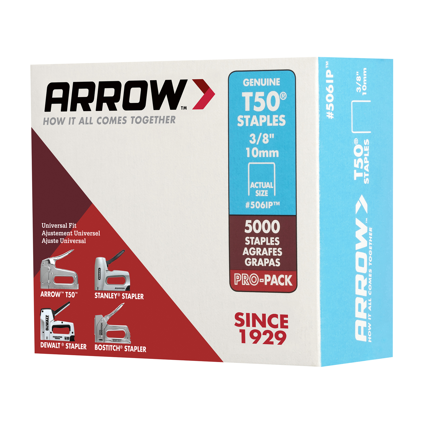 Arrow T50 3/8 in. W X 3/8 in. L 18 Ga. Flat Crown Heavy Duty Staples 5000 pk