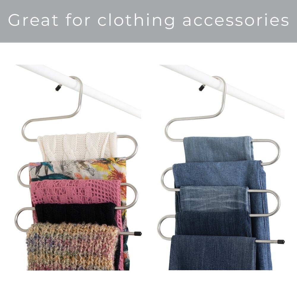 Smart Design Stainless Steel Pant Hangers   Set of 4   Silver