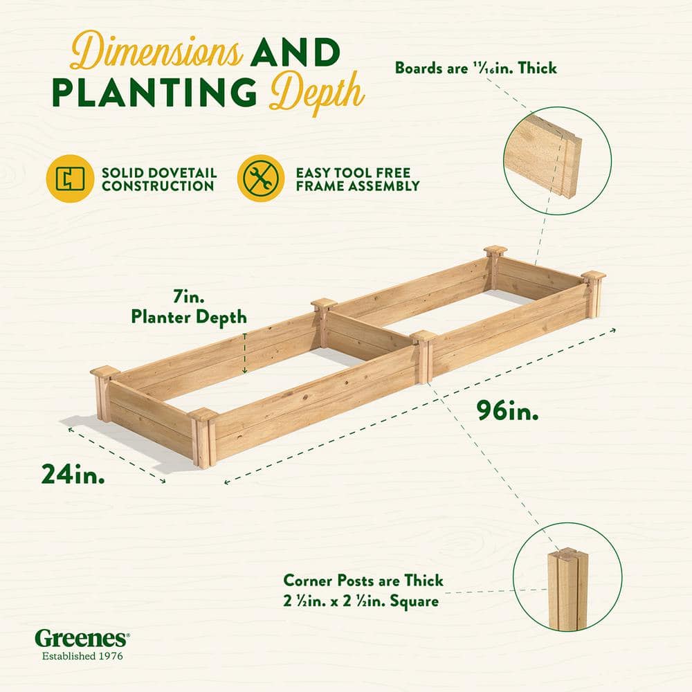 Greenes Fence 2 ft. x 8 ft. x 7 in. Original Cedar Raised Garden Bed RC24967