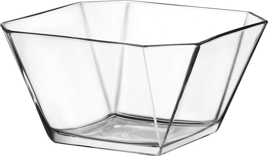 Madison - 64.25 Ounce Glass Serving Bowl | Beautiful Geometric Squared Shape – Made from Thick， Durable Glass – Great for Salads， Dessert， Fruit， and More – Microwave and Dishwasher Safe – 7.6” x 4.5”