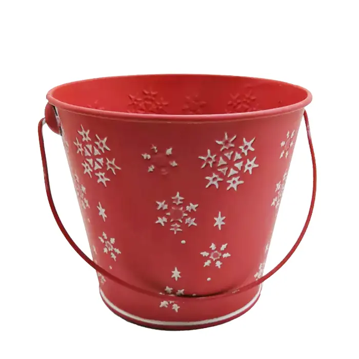 Home and garden decor Christmas holiday galvanized metal bucket candy bucket with handle