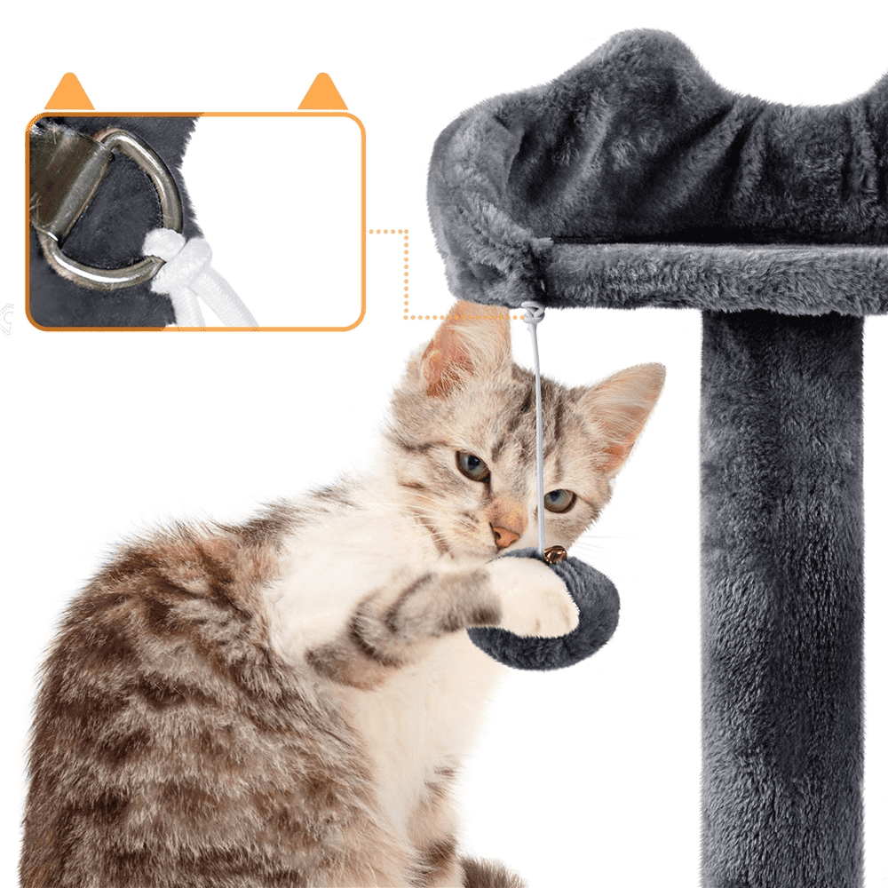 SMILE MART 69-inch Multilevel Cat Tree Towers with Double Condo for Cats Kittens， Dark Gray