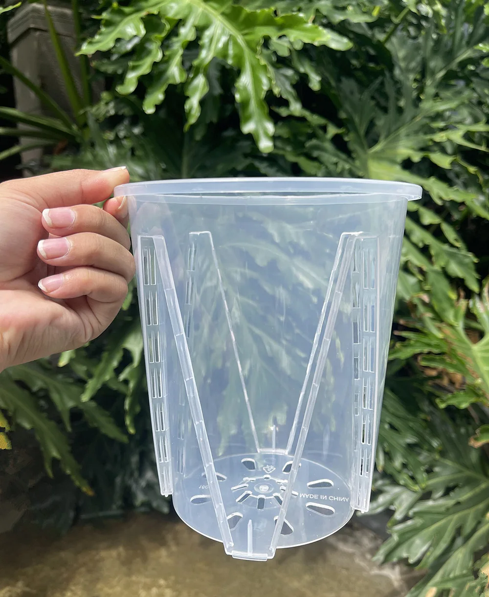 factory wholesale cheap garden supplies thick sturdy clear plastic plant pots orchid pot