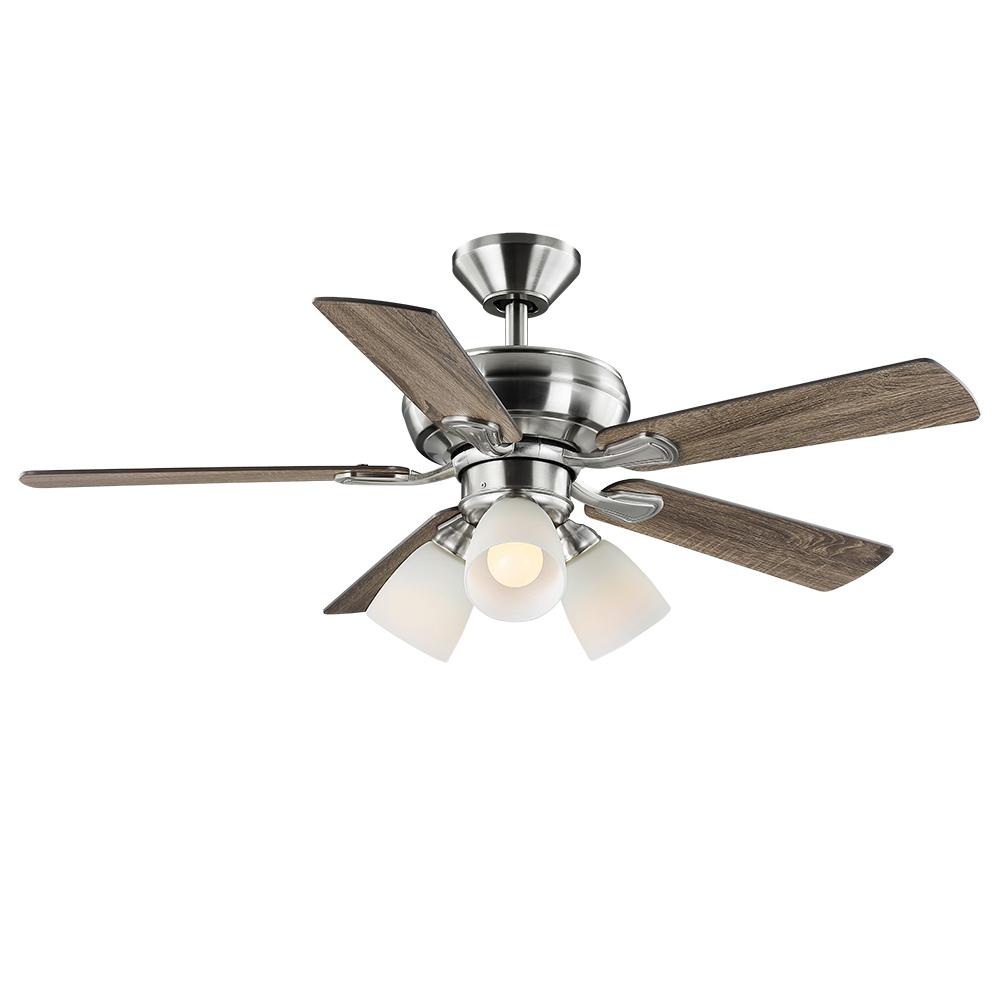 Riley 44 In. Indoor LED Brushed Nickel Ceiling Fan With Light Kit, 5 QuickInstall Reversible Blades And Remote Control