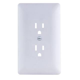 Commercial Electric 1-Gang Plastic Duplex Outlet Wall Plate Cover-Up White (Paintable) PPCW-D