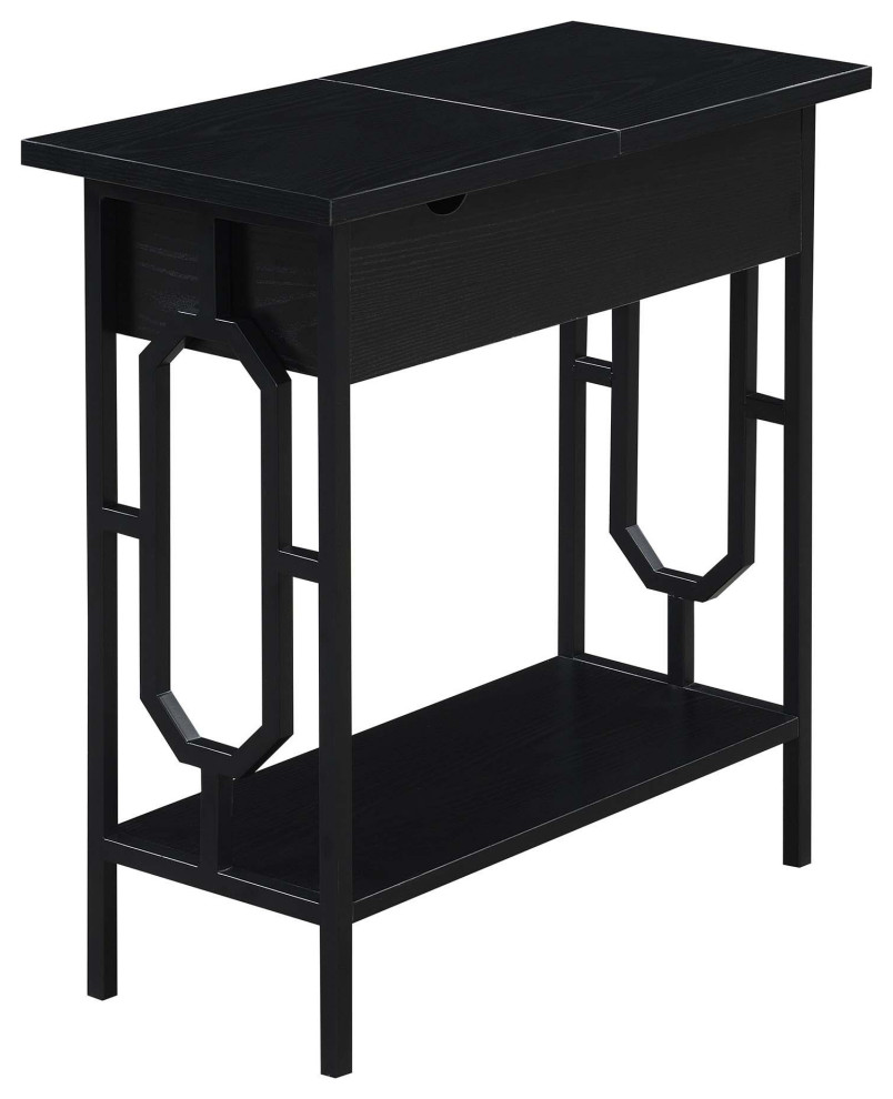 Omega Flip Top End Table With Charging Station And Shelf   Industrial   Side Tables And End Tables   by Homesquare  Houzz