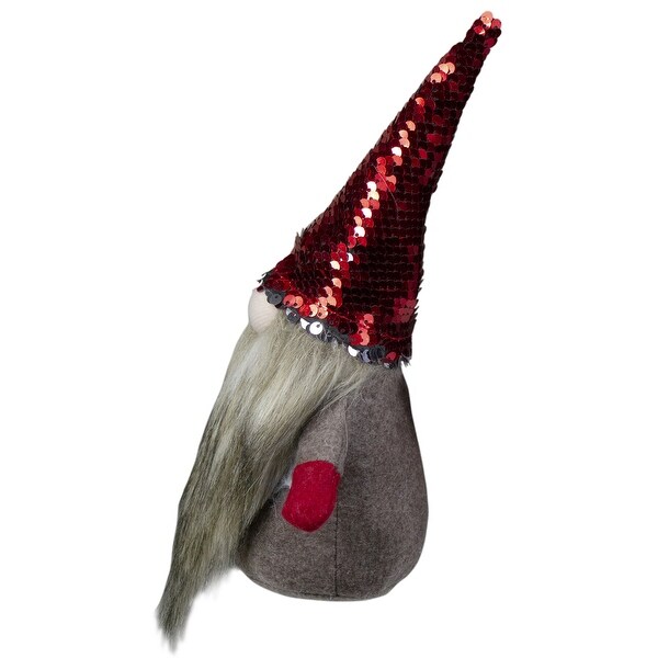 Gnome with Beard and Flip Sequin Hat Christmas Figure