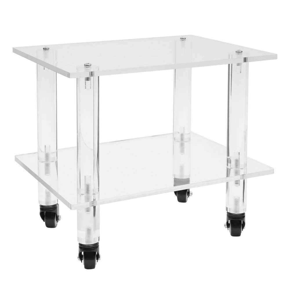 YIYIBYUS 2-Tier Acrylic 4-Wheeled Under Desk Printer Stand in Clear BGQHODV9WDFKH