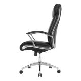 Modern Comfort Verismo Bonded Leather High-Back Executive Chair， Black/Chrome， BIFMA Certified