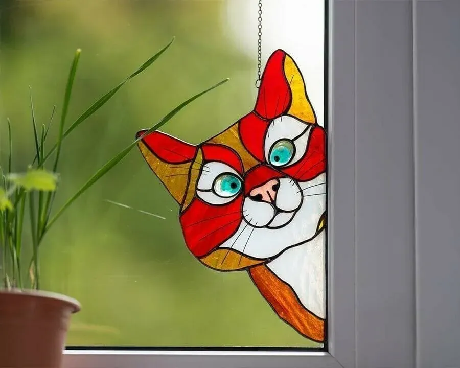 🔥 BIG SALE - 40% OFF🔥🔥Hot Sale-😻Handmade Stain Cat Suncatc