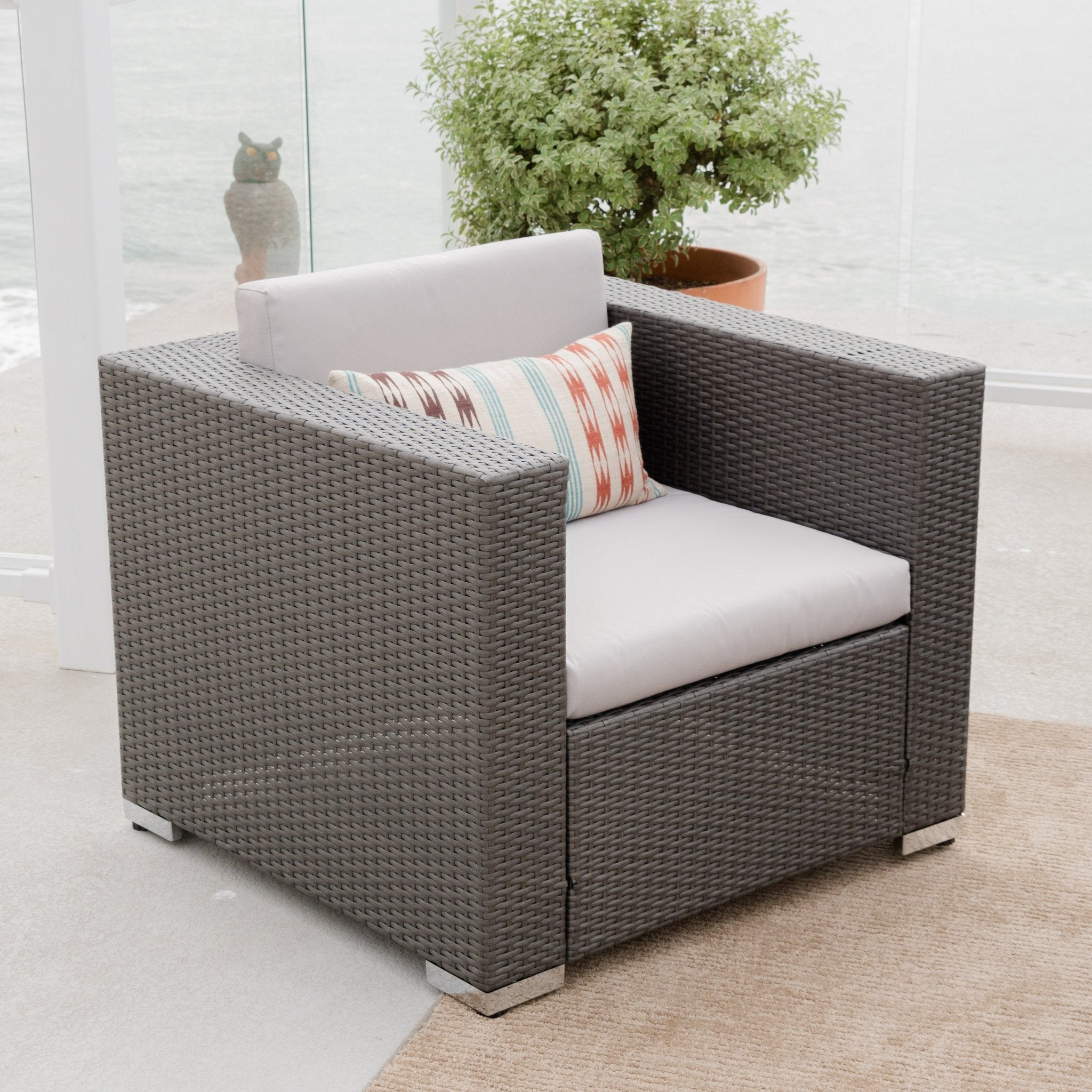 Capulet Outdoor 4-Piece Grey Wicker Sofa Set