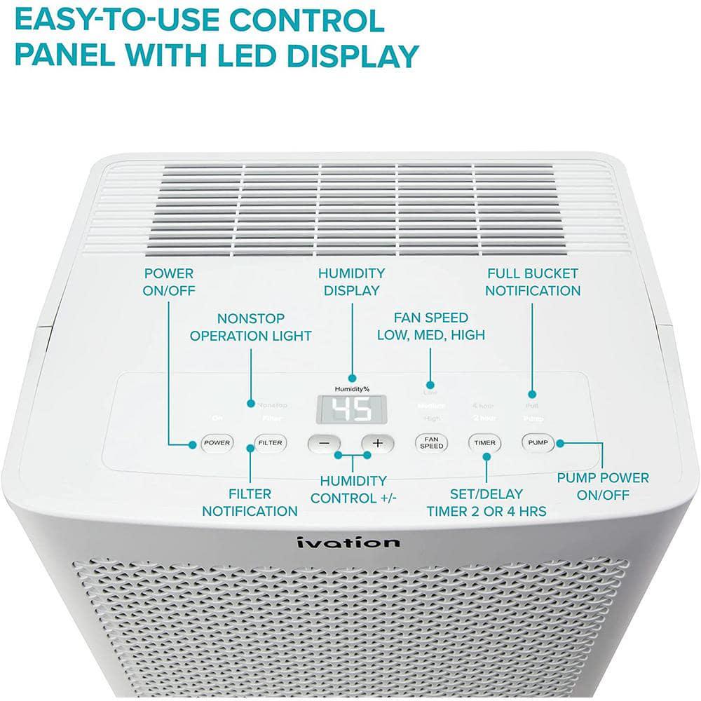 Ivation 50Pint ENERGY STAR Dehumidifier with Drainage Pump