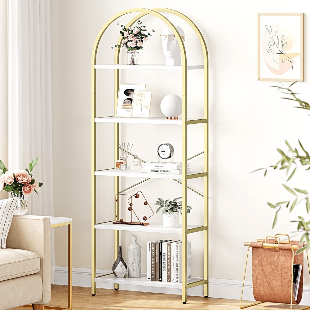 5 Tier Bookcase Arched Display Racks Tall Standing Storage Rack   23.62\