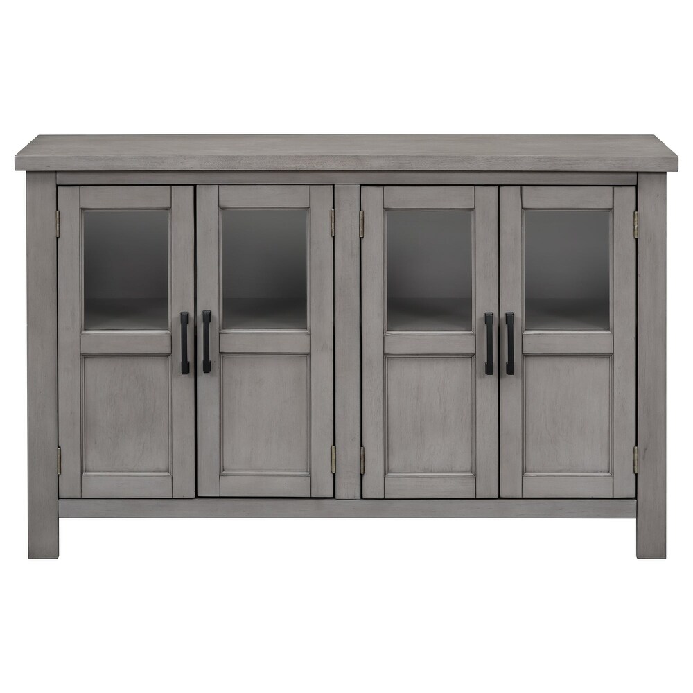 Featured Four door Storage Cabinet with Adjustable Shelf and Metal Handles