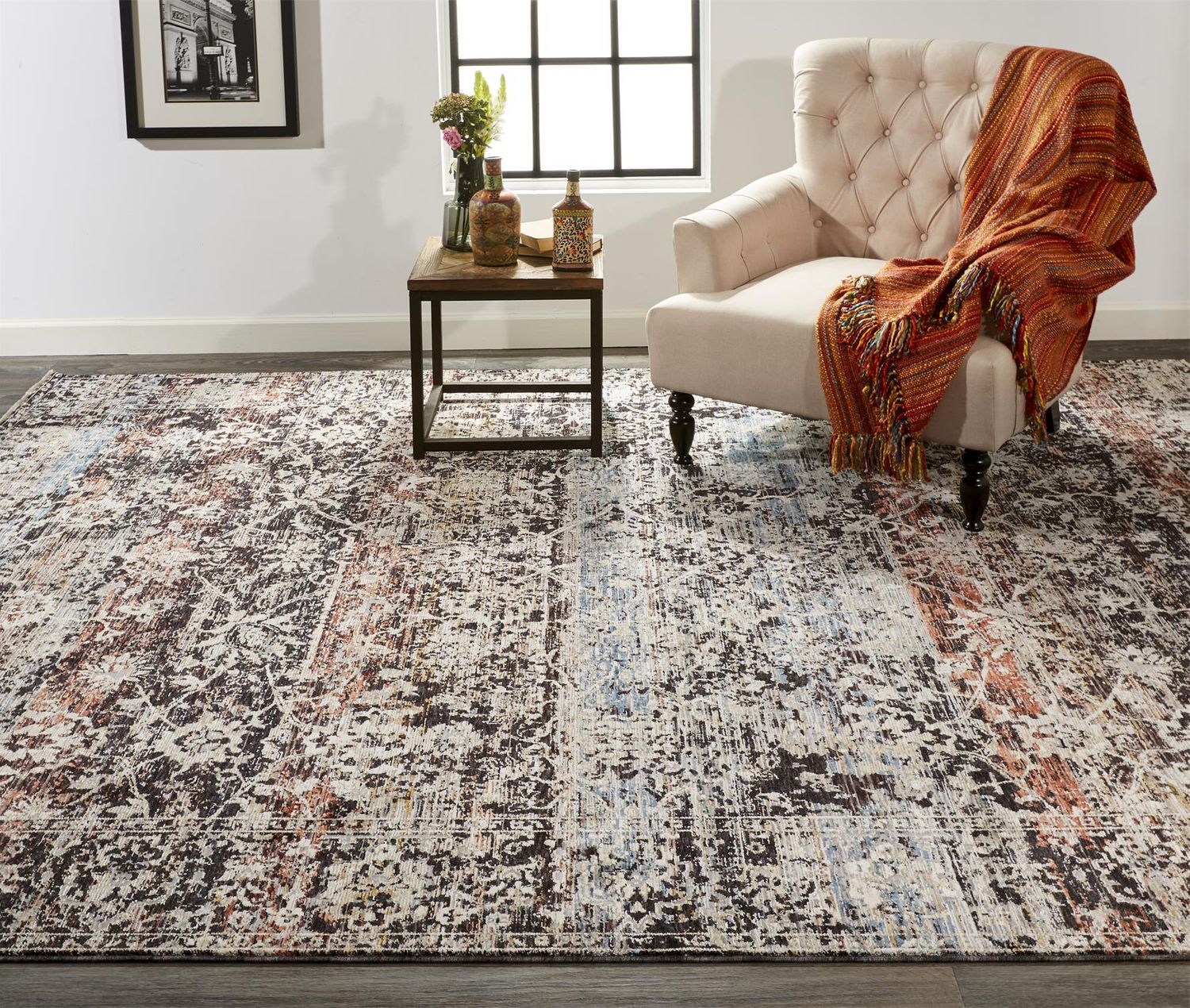 Ennis Blue and Gray Rug by BD Fine