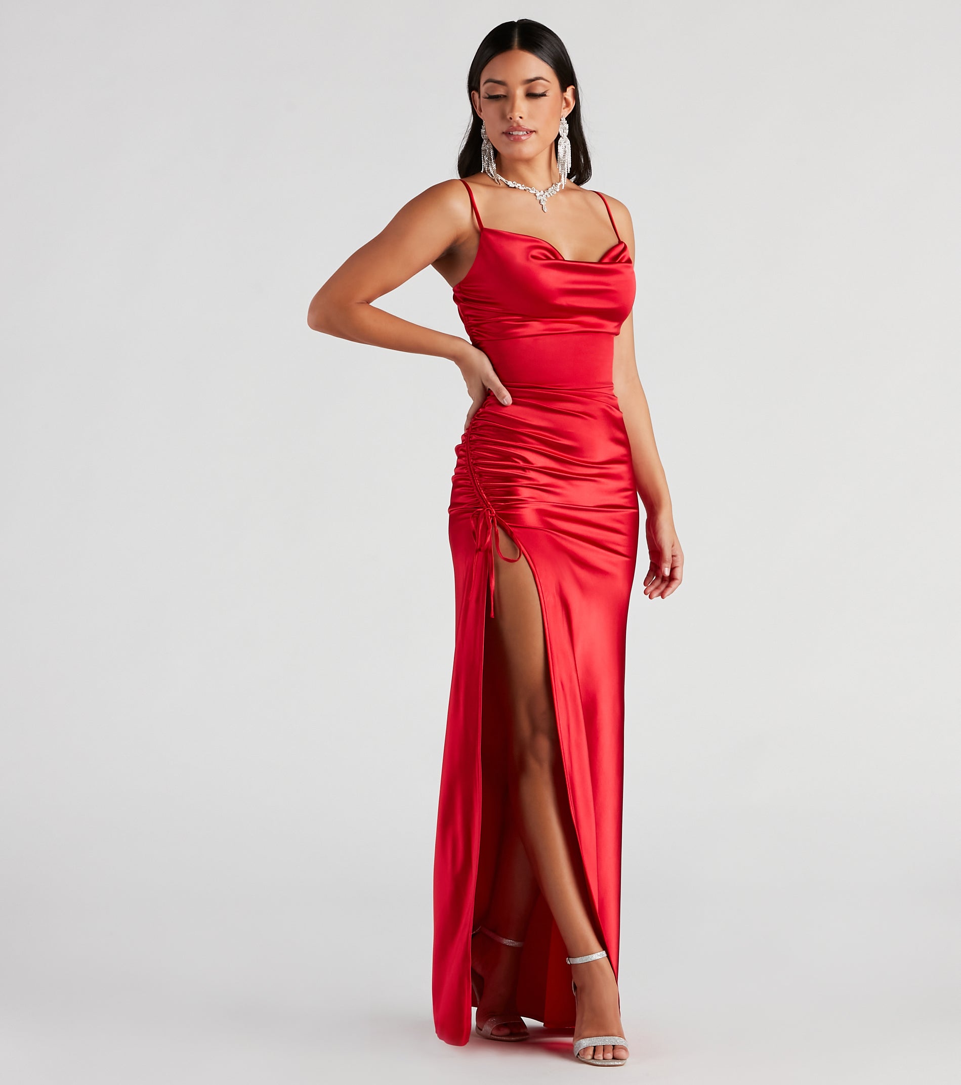 Drea Formal High Slit Ruched Dress