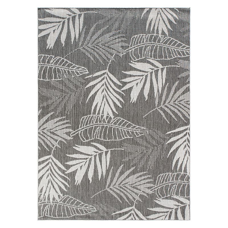 World Rug Gallery Contemporary Floral Leaves Indoor/Outdoor Waterproof Patio Area Rug